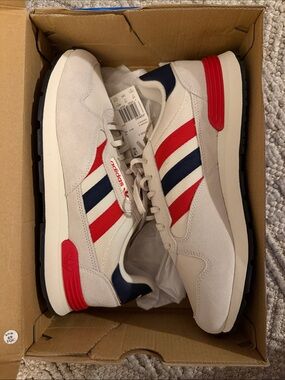 adidas Treziod 2 Men's Retro Runner Sneakers - White with Red & Blue Size 10.5